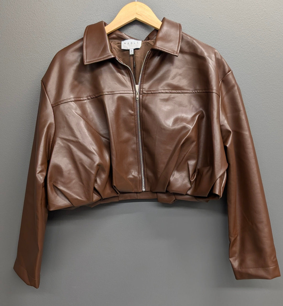 Mable Jacket Chocolate Brown / S Mable Cropped Zip Jacket