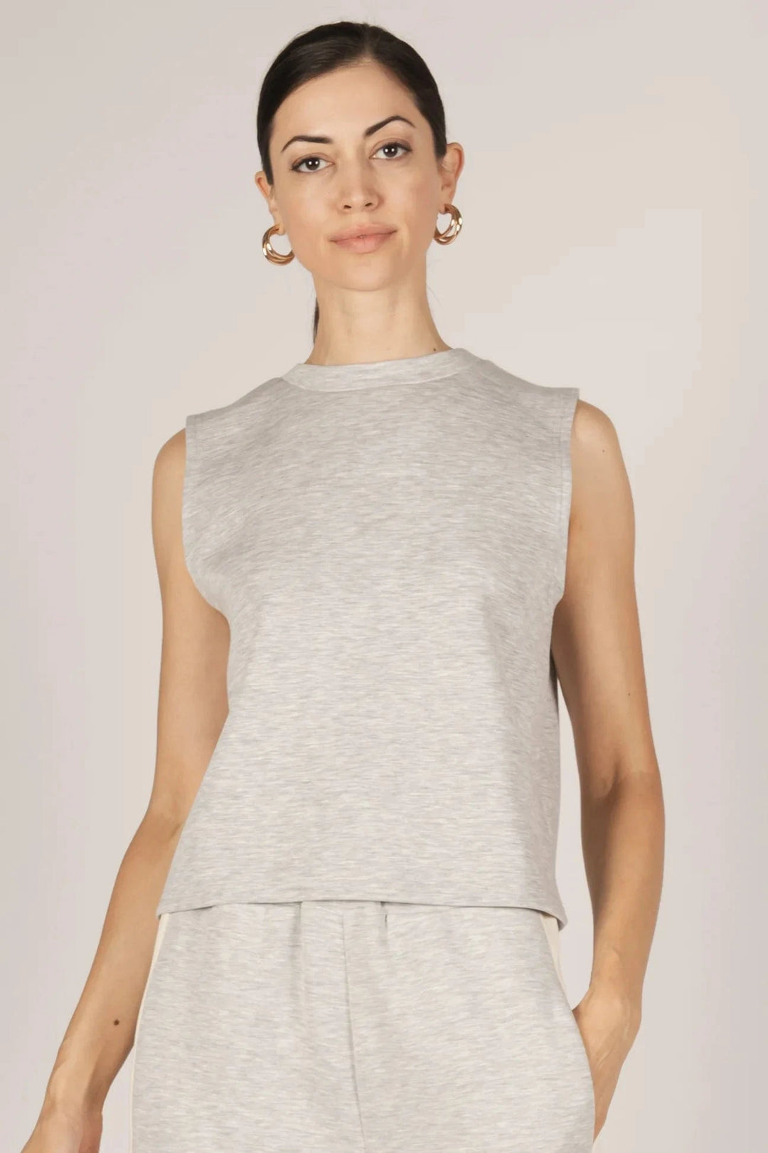 P Cill Tank Heather Grey / XS Birdie Round Neck Boxy Tank Top