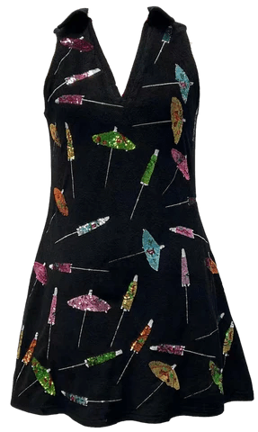 Queen of Sparkles Dress Black Terry / XS Cocktail Umbrella Dress
