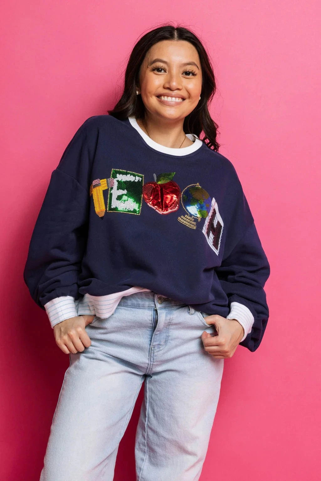 Queen of Sparkles Sweatshirt Teach Sequin Sweatshirt