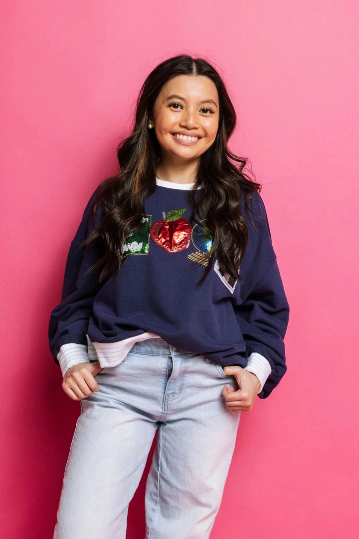 Queen of Sparkles Sweatshirt Teach Sequin Sweatshirt
