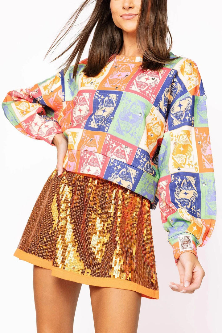 Queen of Sparkles Sweatshirt White / XS Fall Colorblock Queen Logo Sweatshirt