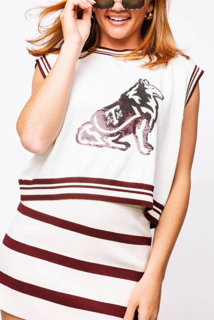 Queen of Sparkles Tank Licensed Texas A&M Full Sequin Mascot Tank