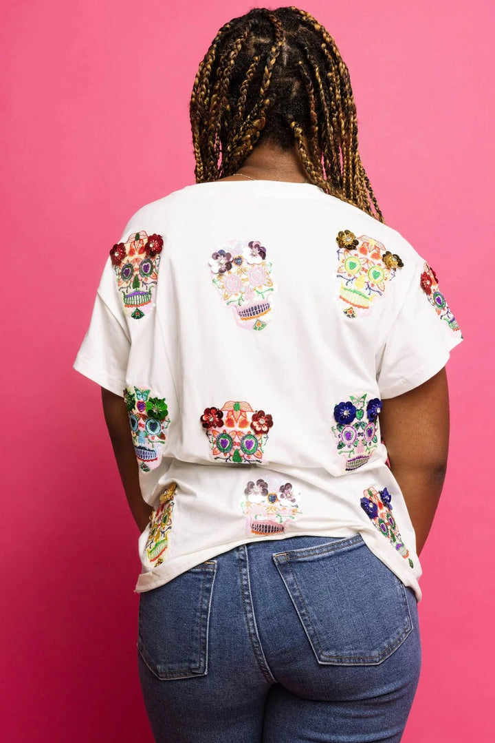 Queen of Sparkles Tee Flower Sugar Skull Tee