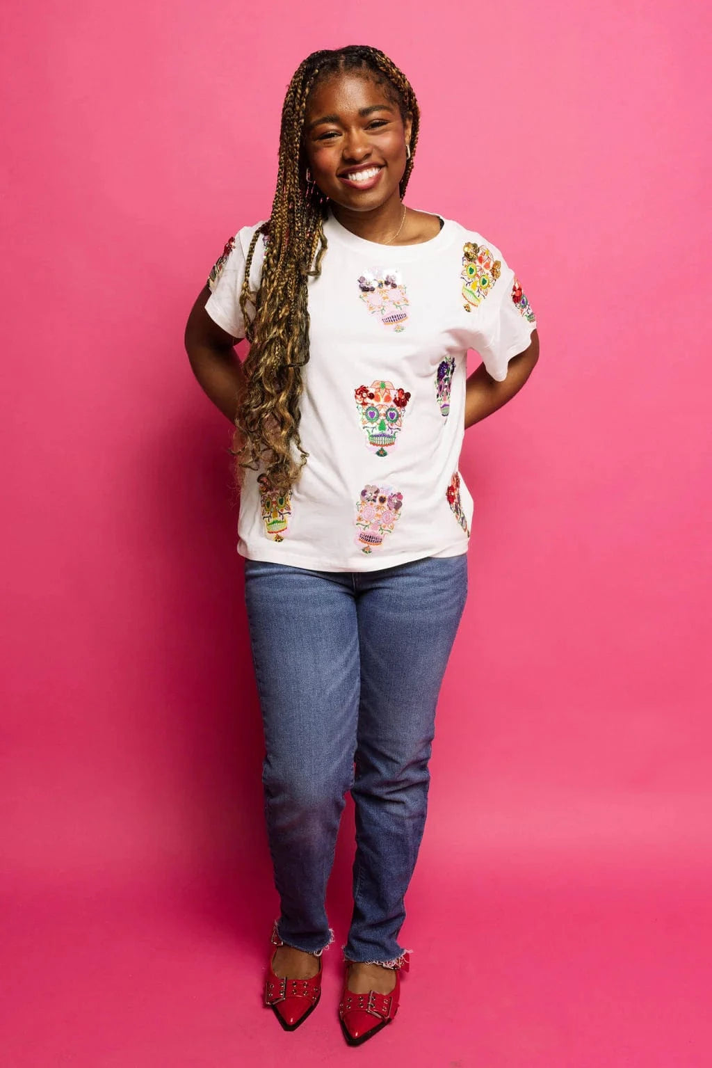 Queen of Sparkles Tee Flower Sugar Skull Tee
