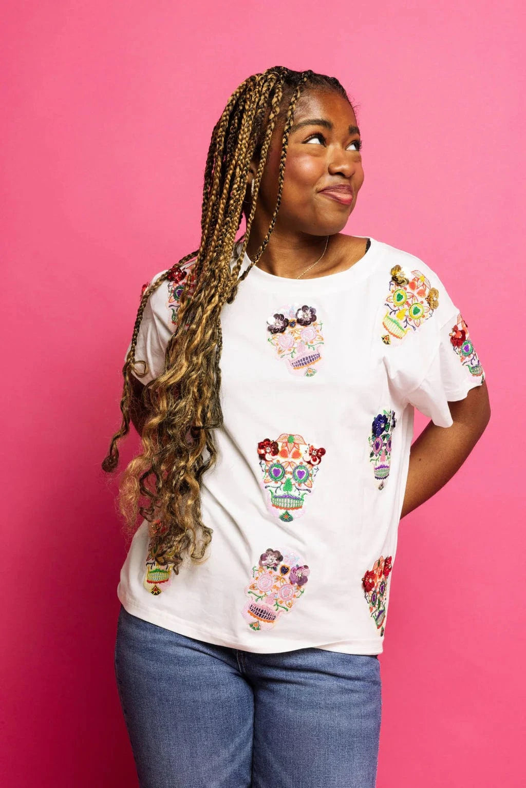 Queen of Sparkles Tee Flower Sugar Skull Tee