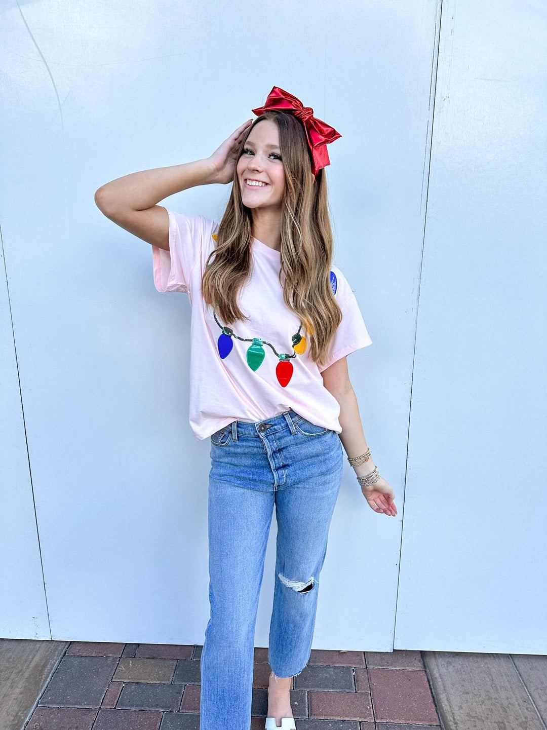 Queen of Sparkles Tee Light Pink / XS Christmas Light Necklace Tee