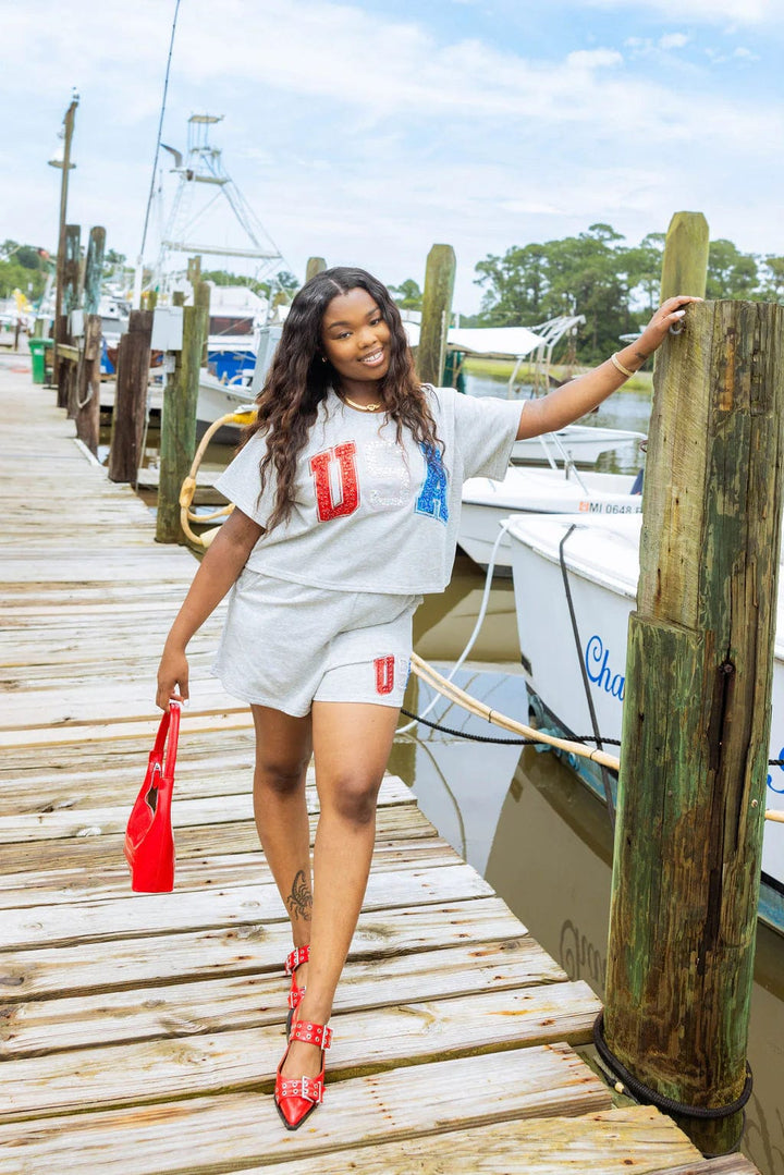 Queen of Sparkles Tee Rhinestone USA Top