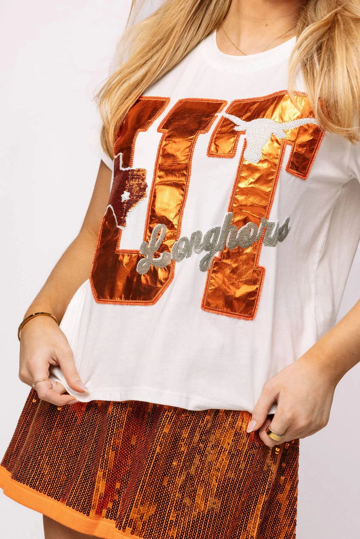 Queen of Sparkles Tee White / XS Licensed Texas Metallic Word with Icons Tee