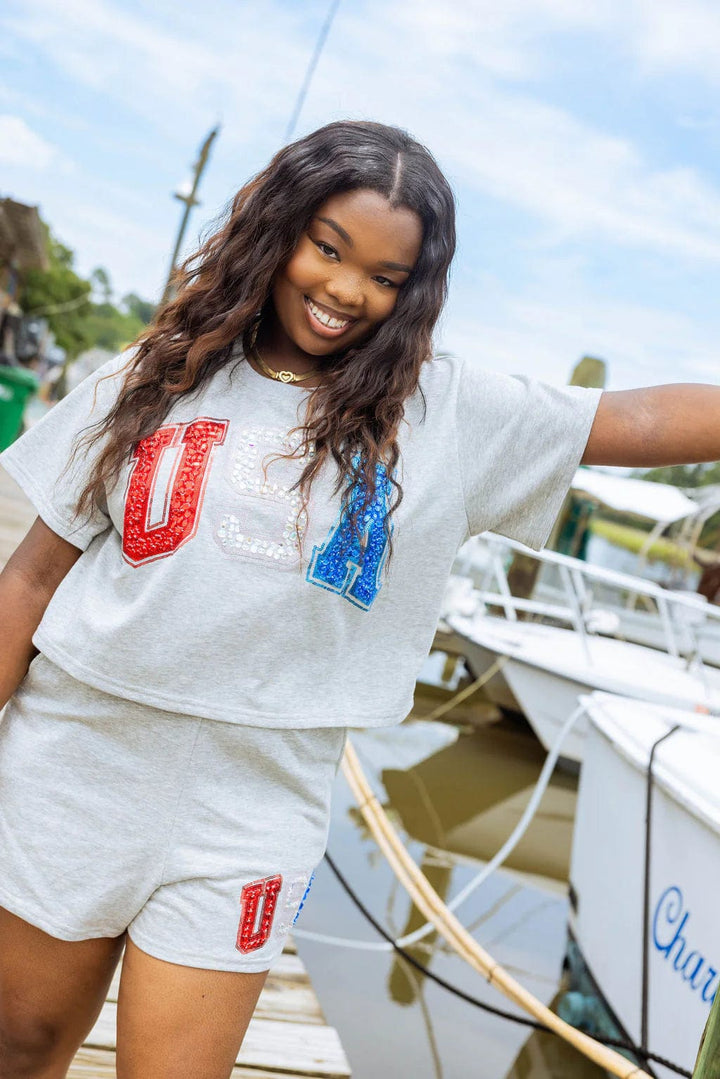 Queen of Sparkles Tee White / XS Rhinestone USA Top