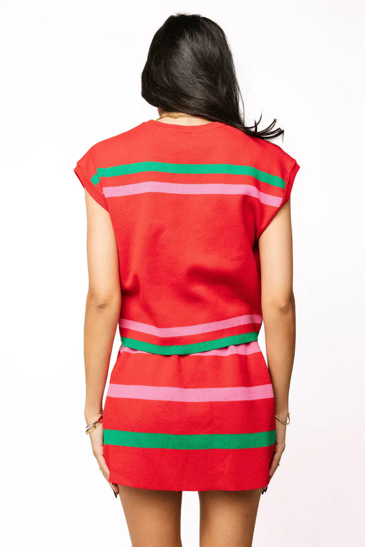 Queen of Sparkles Top Red, Green & Pink 'Sleigh Queen' Stripe Top