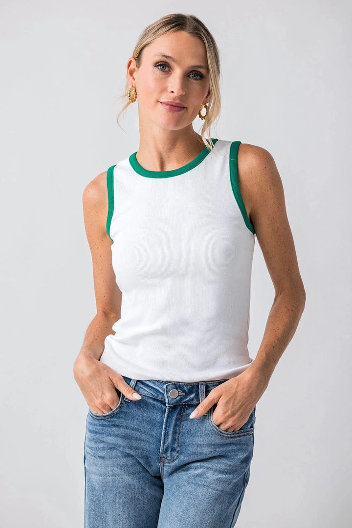 RD Style Tank White w/ Creme de Menthe / XS Maria Crew Neck Tank