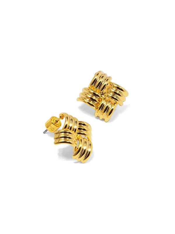 RHO Jewelry Earrings Gold Interwoven Ridged Stud Earring RE3082
