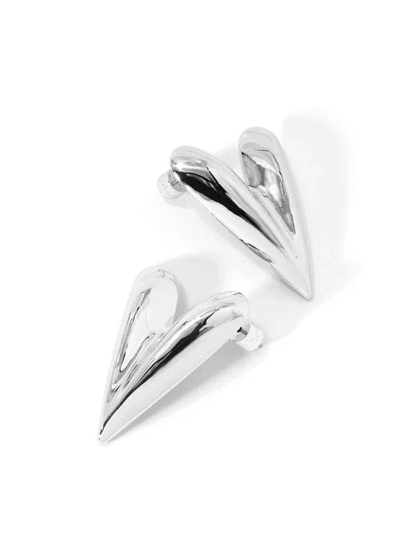 RHO Jewelry Earrings Rhodium Puffy Textured Heart Drop Earring RE2992