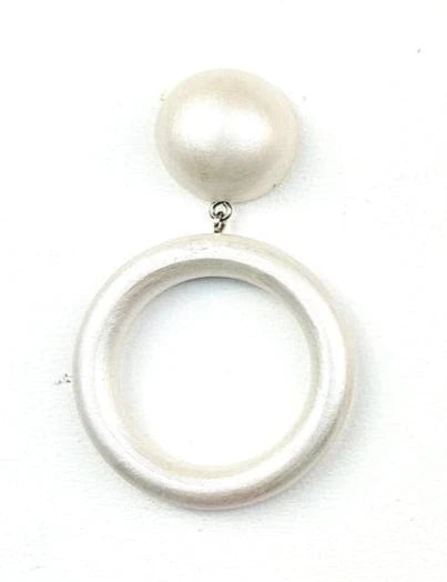 Rosie + Belle Earrings White Wood Drop Hoops