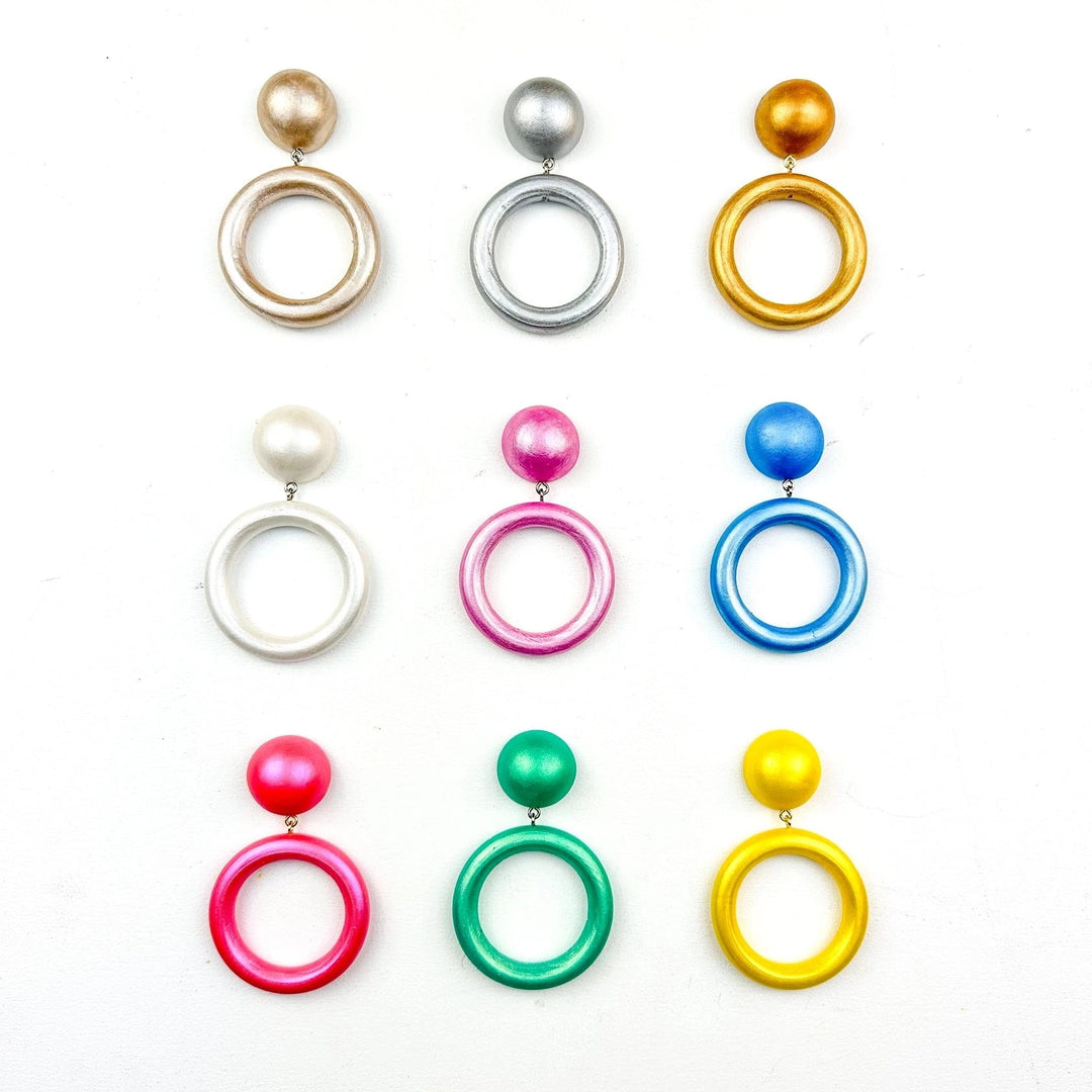 Rosie + Belle Earrings Wood Drop Hoops