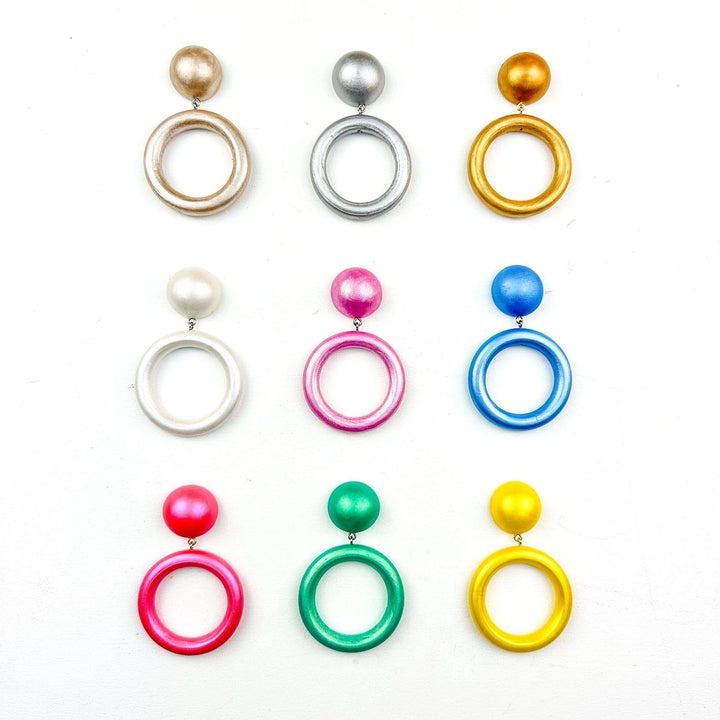 Rosie + Belle Earrings Wood Drop Hoops