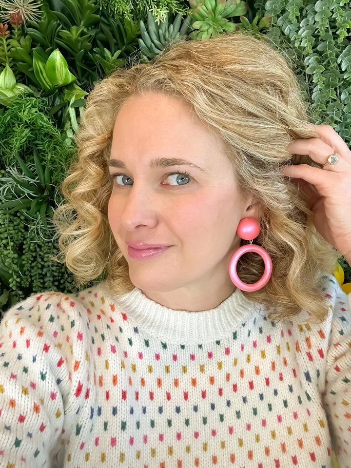 Rosie + Belle Earrings Wood Drop Hoops