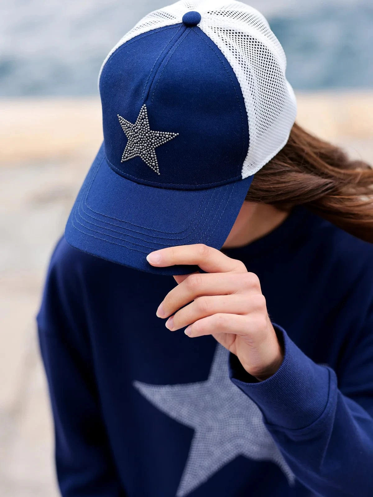 Star Trucker Hat – Teal Poppy