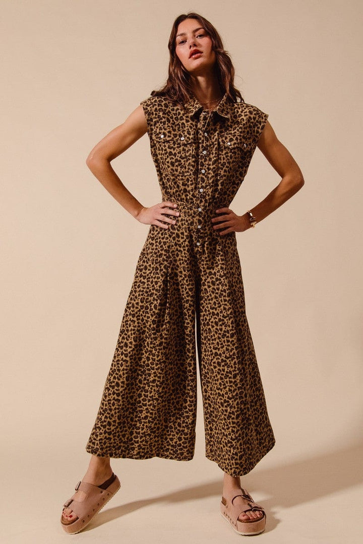 So Me Jumpsuit Leopard / S Everlee Wide Leg Jumpsuit