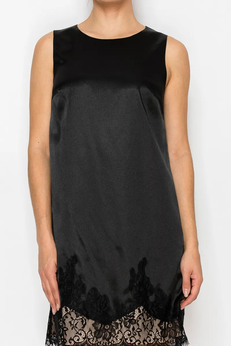 Sabrina Lace Hem Mini Dress Black / M