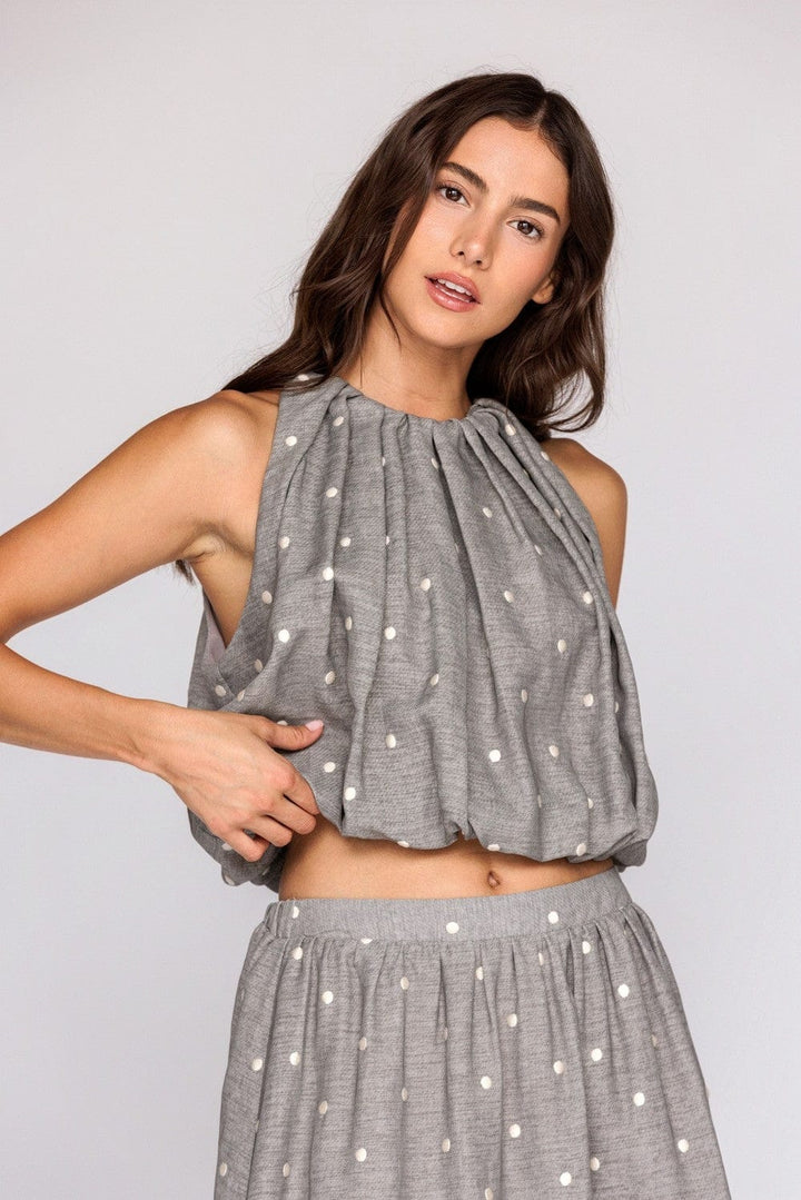 STORIA Top Grey / Ivory Dots / S Marlee Polka Dot Top
