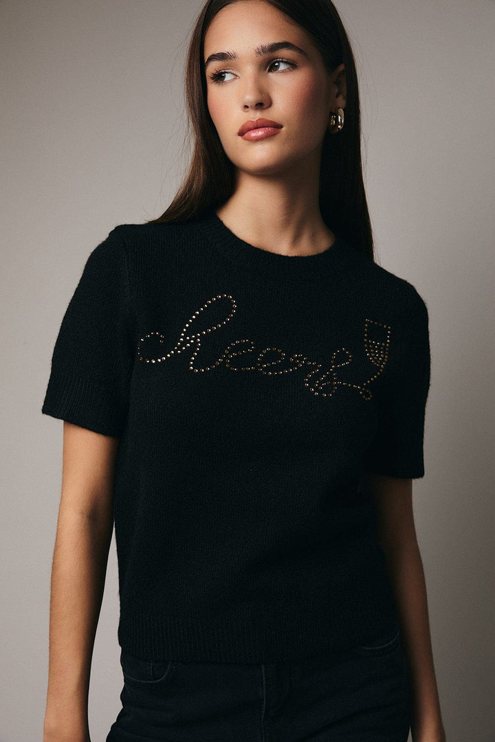 Sunday Edition Sweater Black / S Cheers Rhinestone Sweater