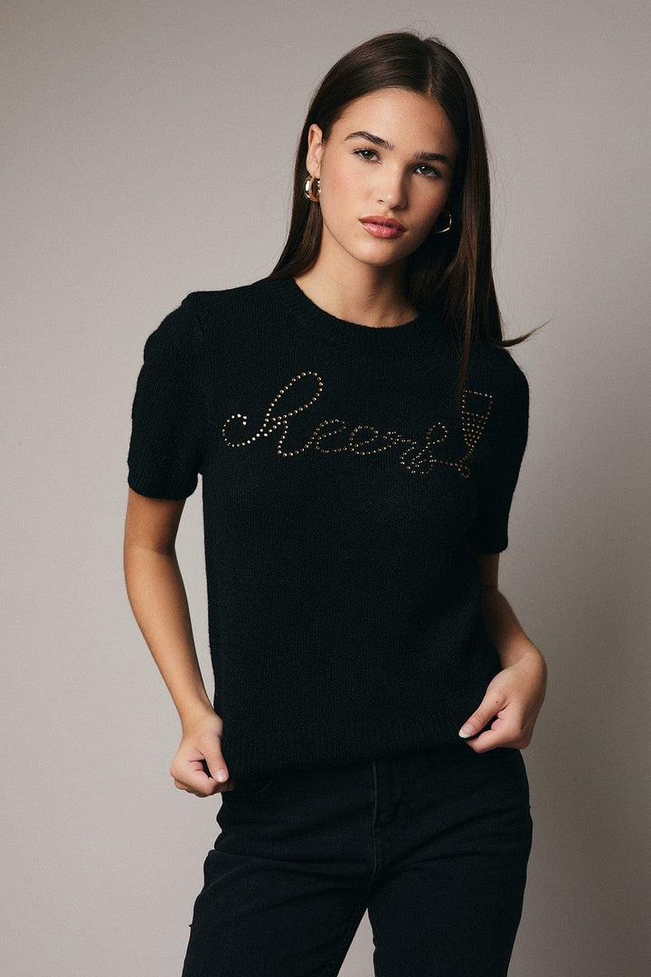 Sunday Edition Sweater Cheers Rhinestone Sweater