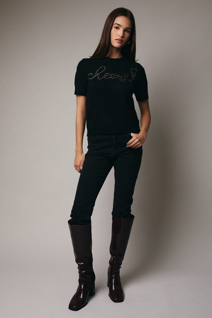Sunday Edition Sweater Cheers Rhinestone Sweater