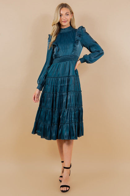 American Color Block Ruffle Sleeves Dress – Gemmas Bowtique