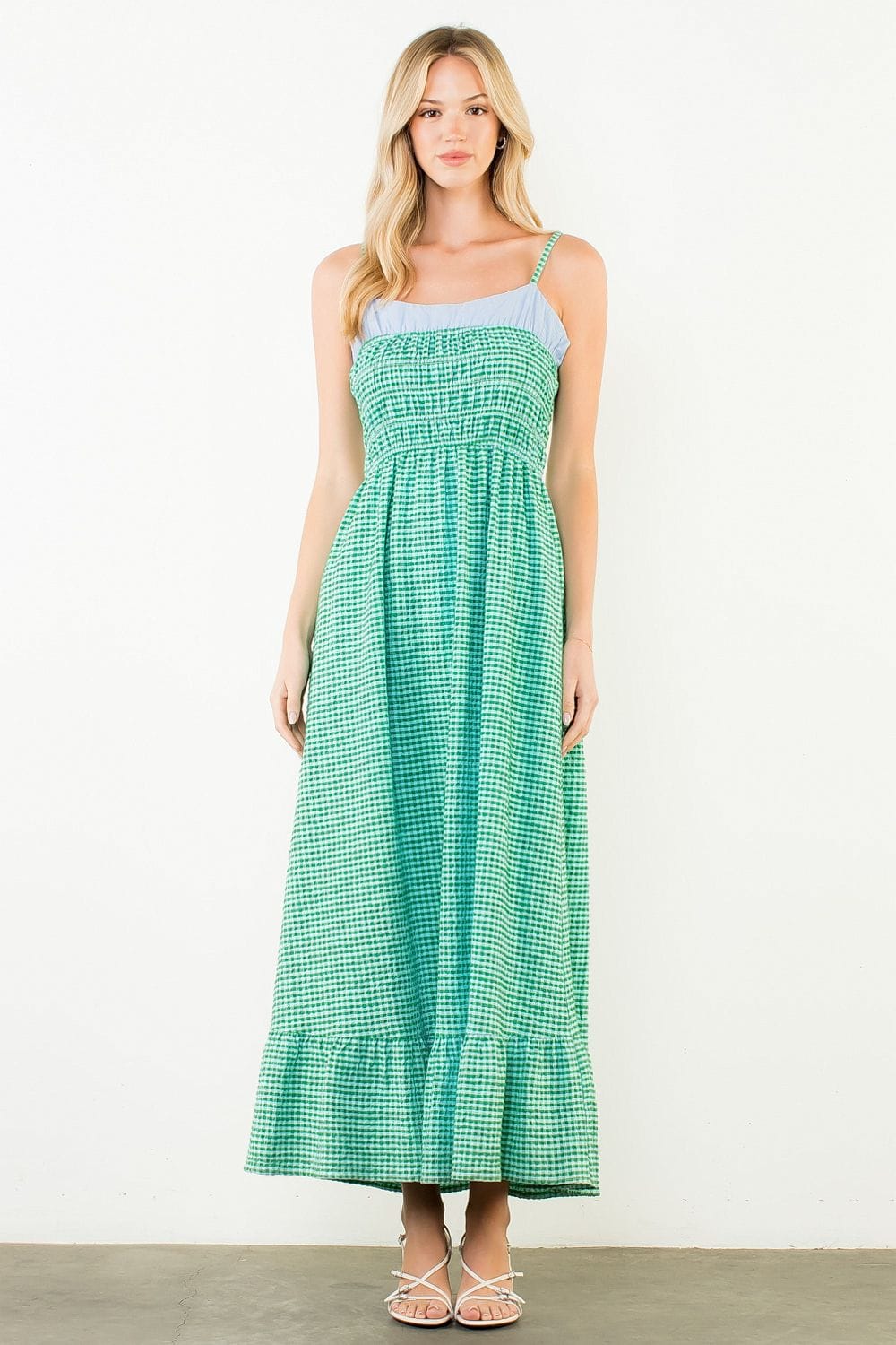 Jocelyn Gingham Maxi Dress Green / XS Jocelyn Gingham Maxi Dress Green / XS