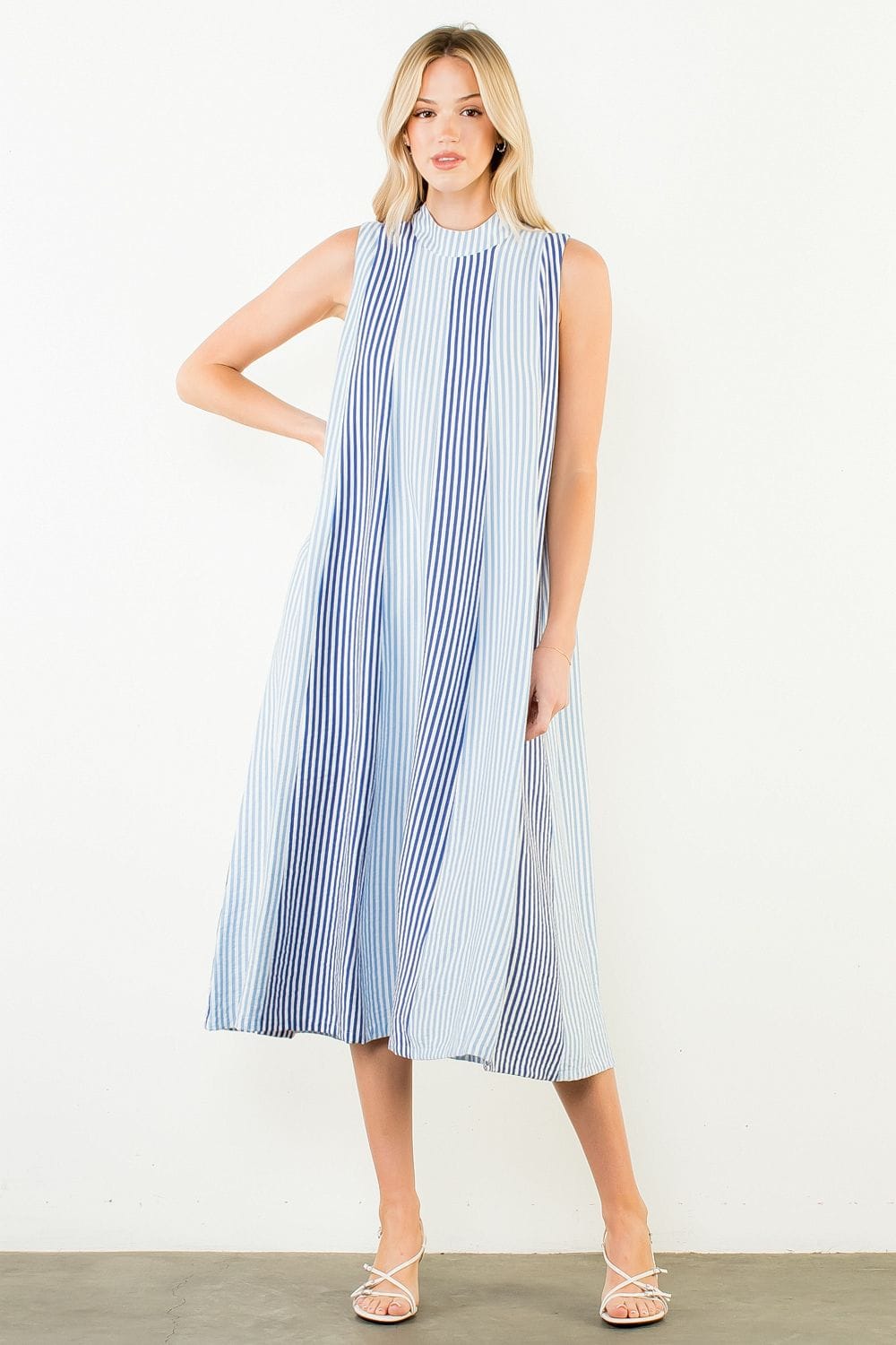 Raya Striped Pattern Dress Teal Poppy Raya Striped Pattern Dress Teal Poppy