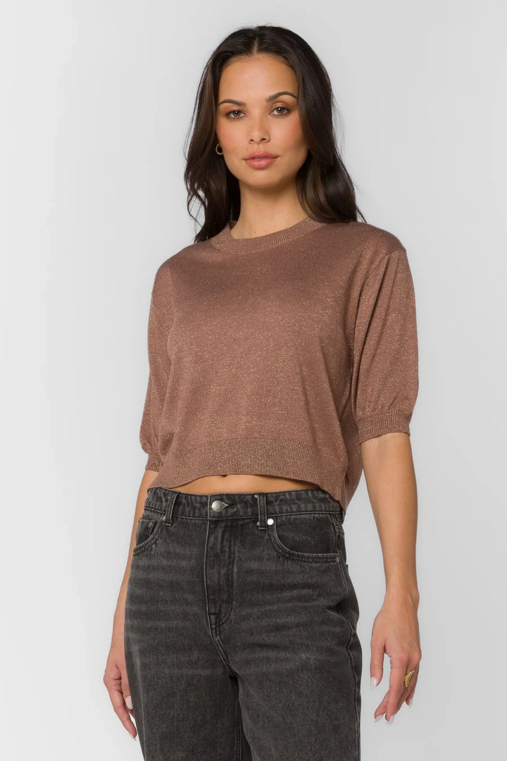 Velvet Heart Sweater Fendy Cognac Metallic Sweater