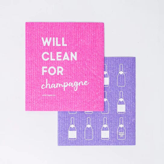 Wine Wash Co Gift Champagne Biodegradable Dish Cloths