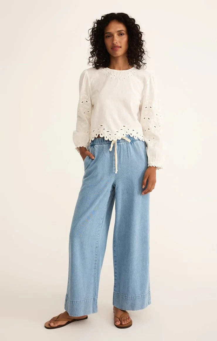 Weston Luxe Soft Denim Pant – Teal Poppy