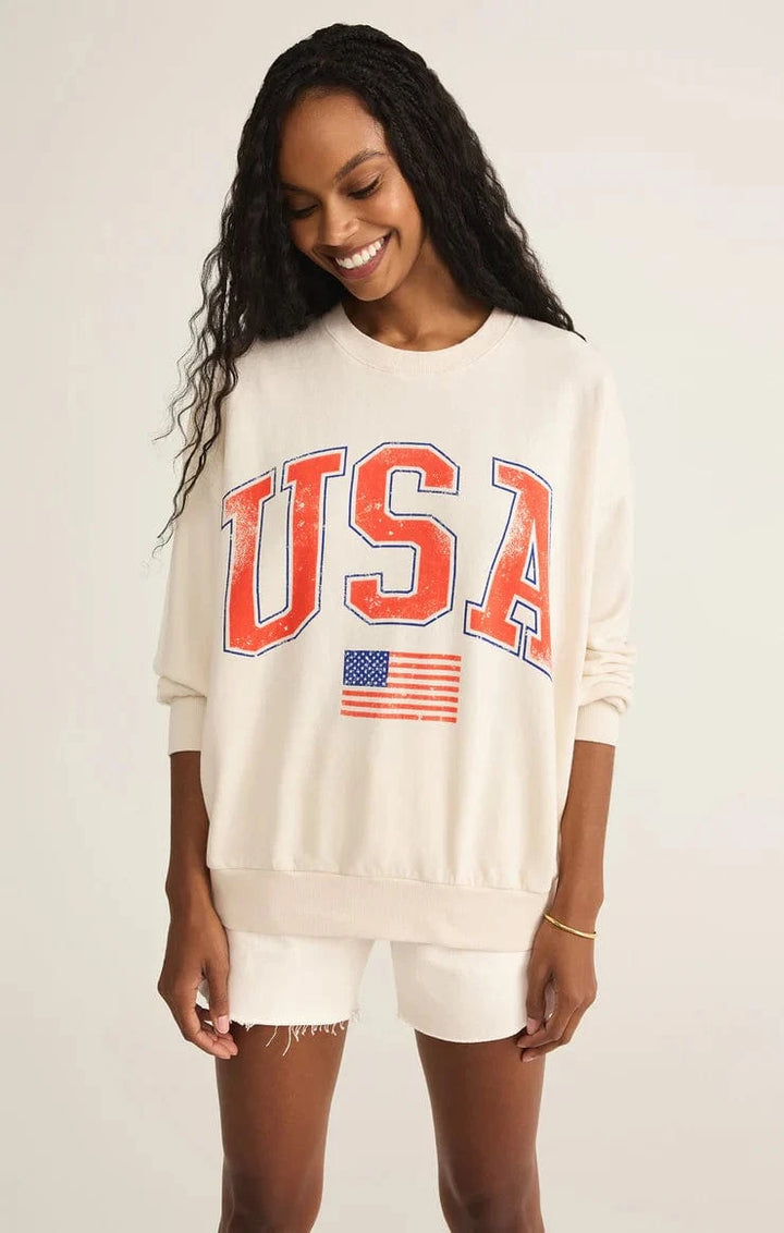 Z Supply Sweatshirt Flag Sunday Sweatshirt