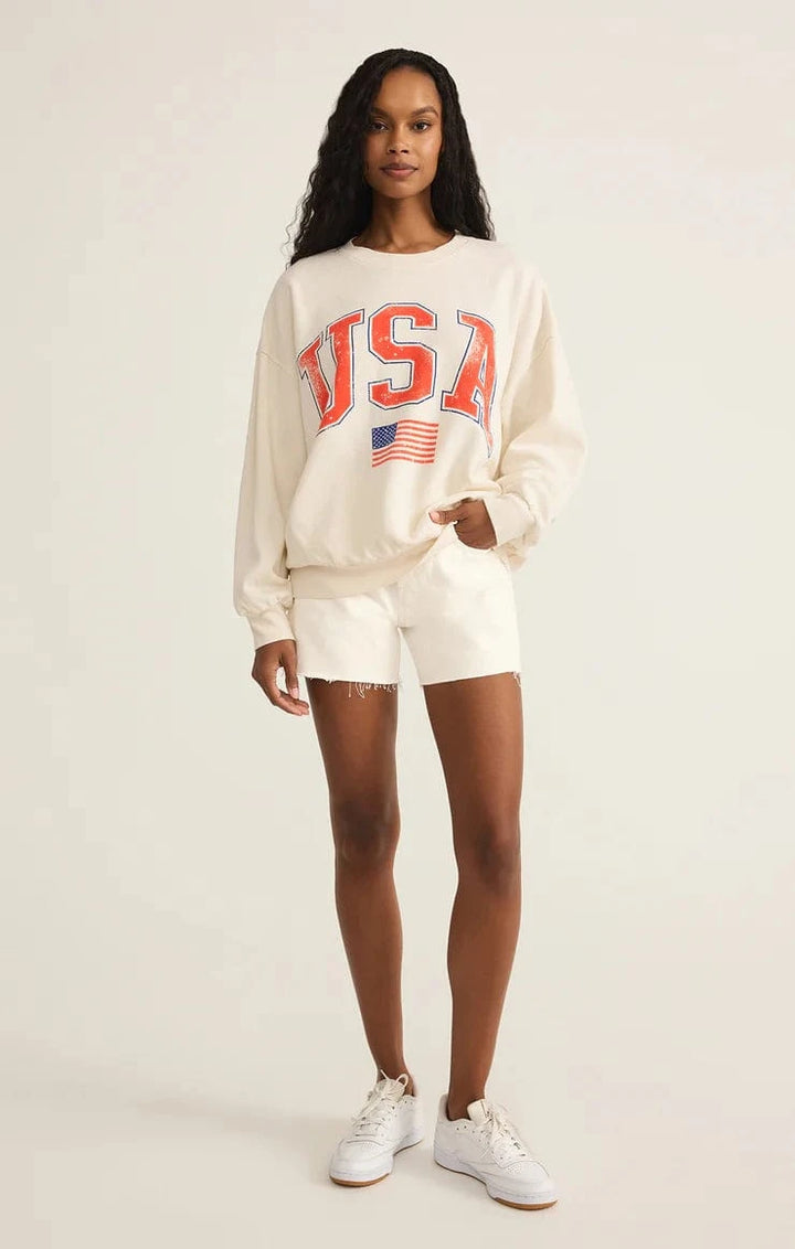 Z Supply Sweatshirt Flag Sunday Sweatshirt