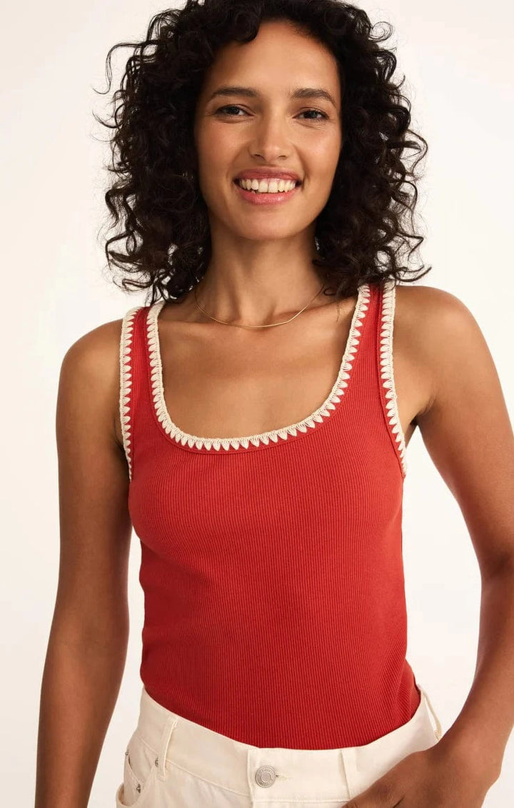 Z Supply Tank Cabana Red / XS Jaidynn Whipstitch Rib Tank