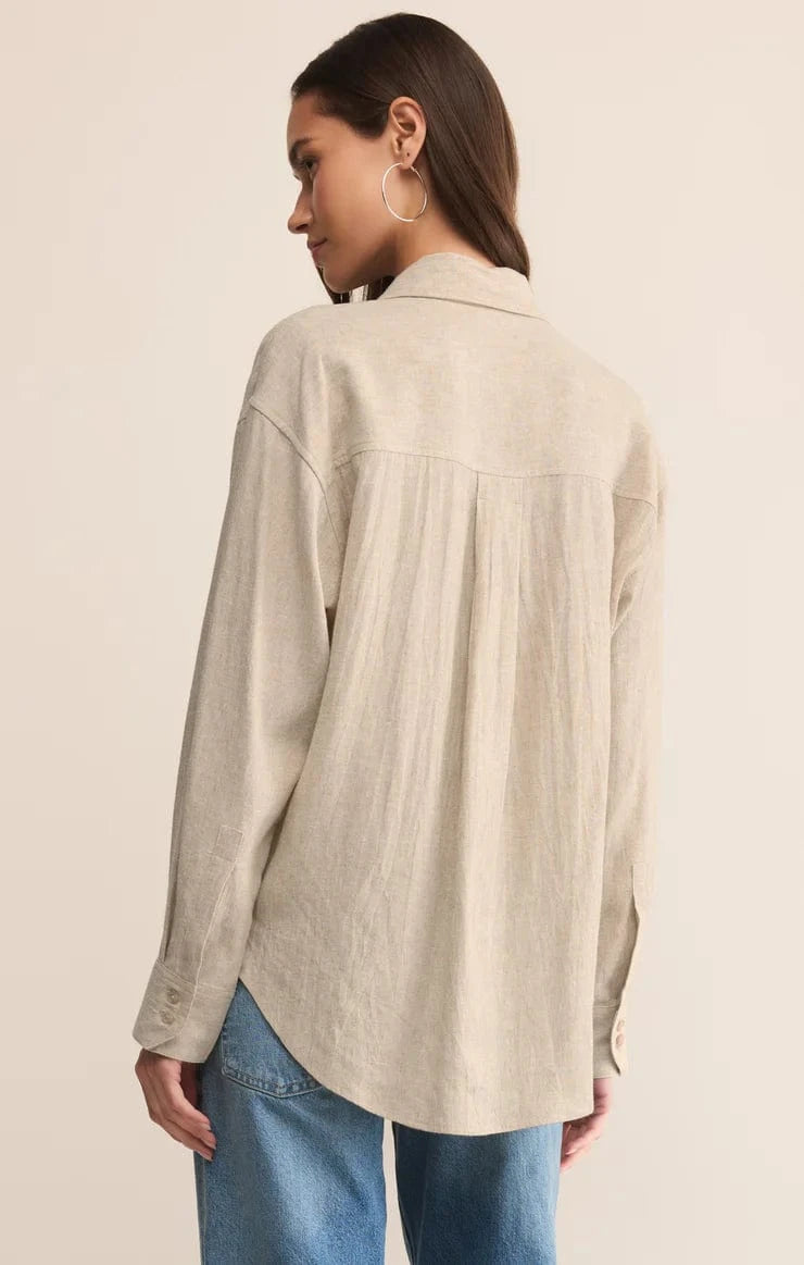 Z Supply Top Alfie Linen Button Up