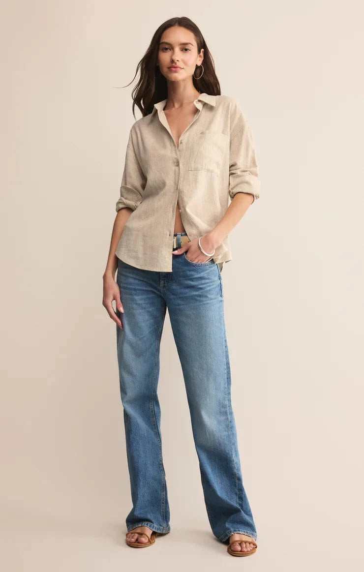 Z Supply Top Alfie Linen Button Up