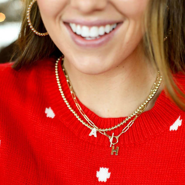 Natalie Wood Necklace Toggle Initial Necklace in Gold