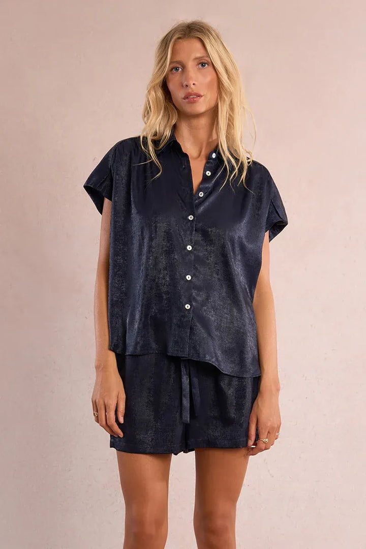 Le Soir par Molly Bracken Camila Satin Top, stylish sleeveless top in shiny satin fabric, in a soft hue.