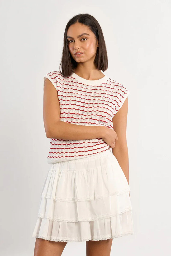 Lili Sidonio Elsie striped sweater top in soft knit fabric, featuring bold horizontal stripes and a comfortable fit.