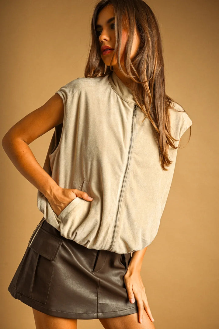Charlee Seude Zipper Vest Jacket