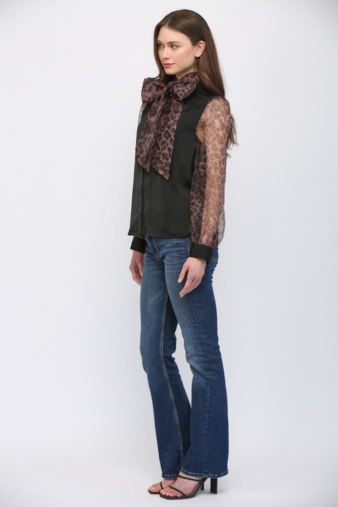 Fate Top Daniela Leopard Self Tie Top
