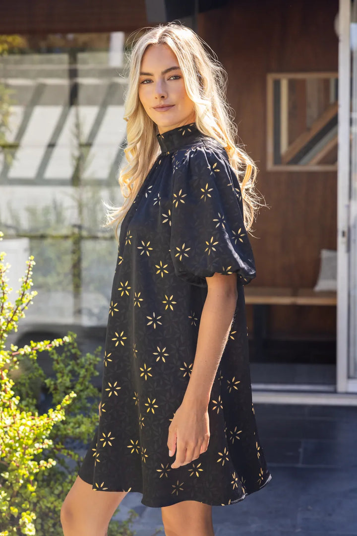 Alina Metaliic Floral Dress