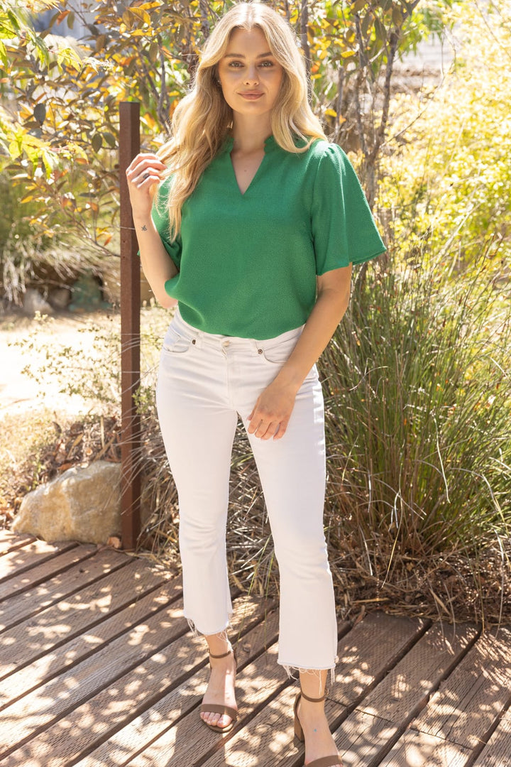 Ada Ruffle V-Neck Top