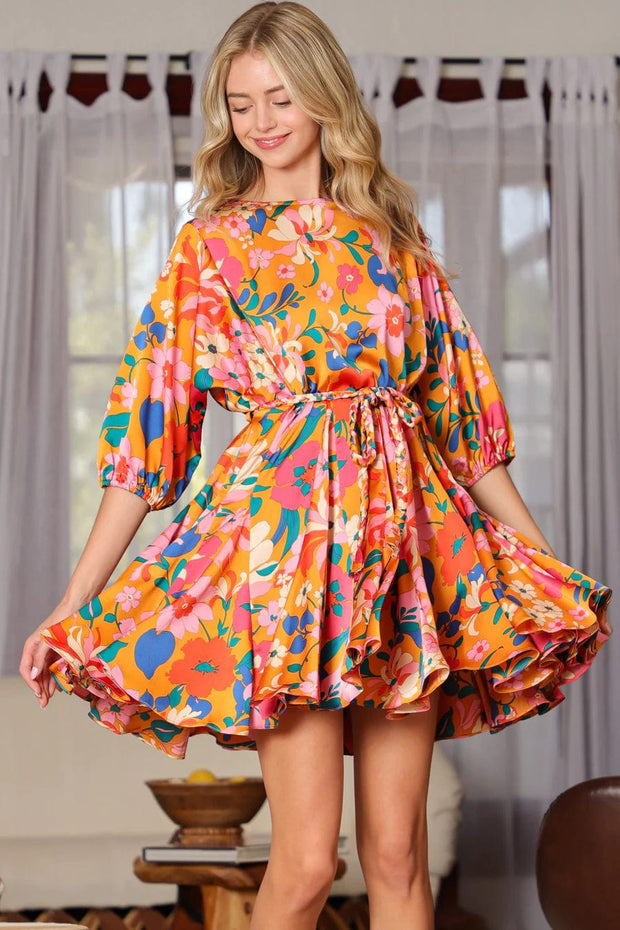Aakaa Dress Ginger Multi / S Betty Floral Flutter Shortie Dress