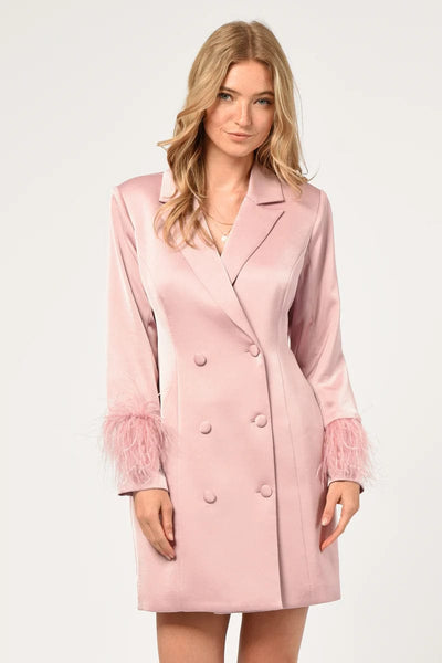 Adelyn Rae Dress Mauve Pink / S Bianca Feather Blazer Dress