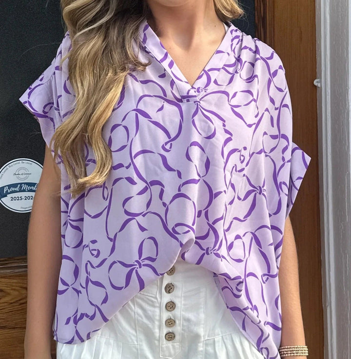 Adrienne Top Lilac Bows / S Emerson Top